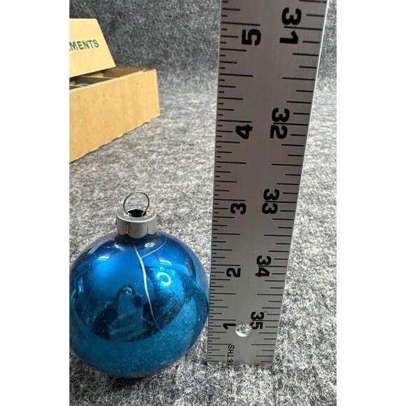 Vintage Franke Blue Glass Tree Ornaments One Dozen Made In USA - Picture 6 of 6